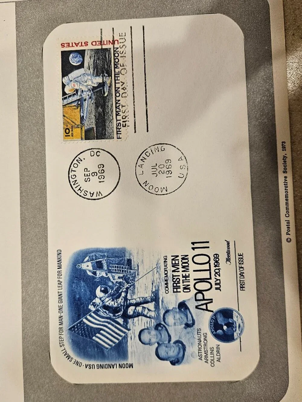 RARE COLLECTIBLE USPS 1ST DAY ISSUE COVER APOLLO XI 1ST MAN MOON ASTRONAUT STAMP
